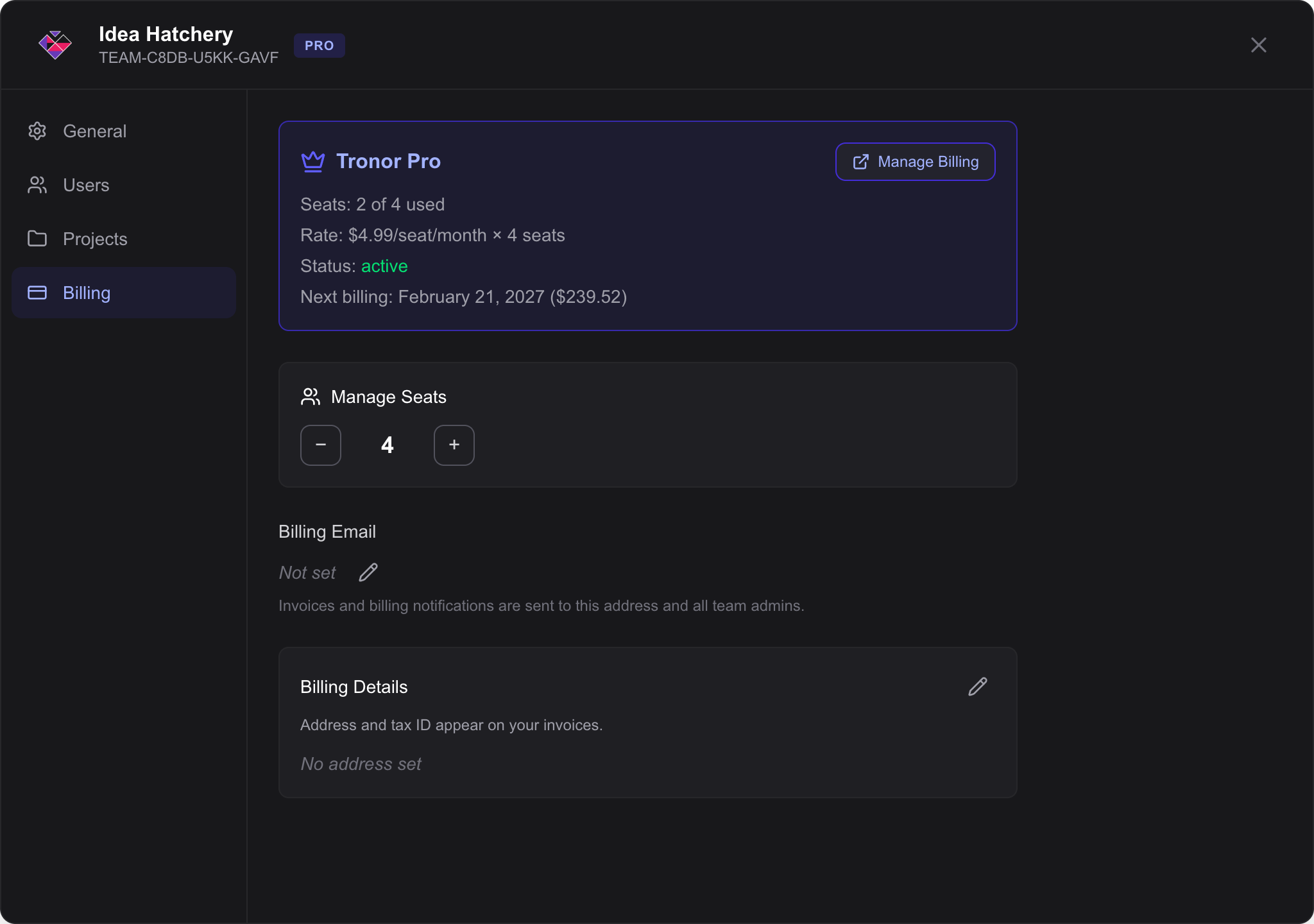 Billing Tab
