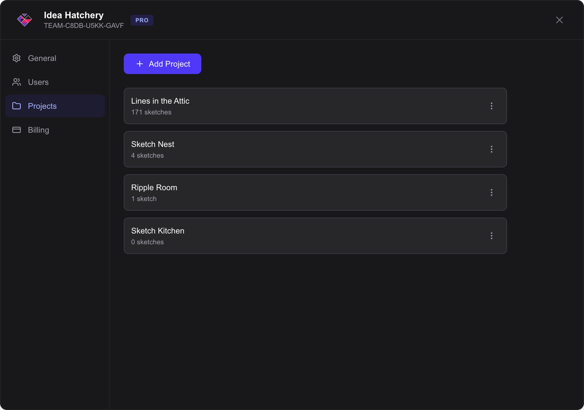 Projects Tab